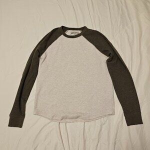 American Eagle Men’s Raglan Thermal Long Sleeve – Off White & Green – Size XS